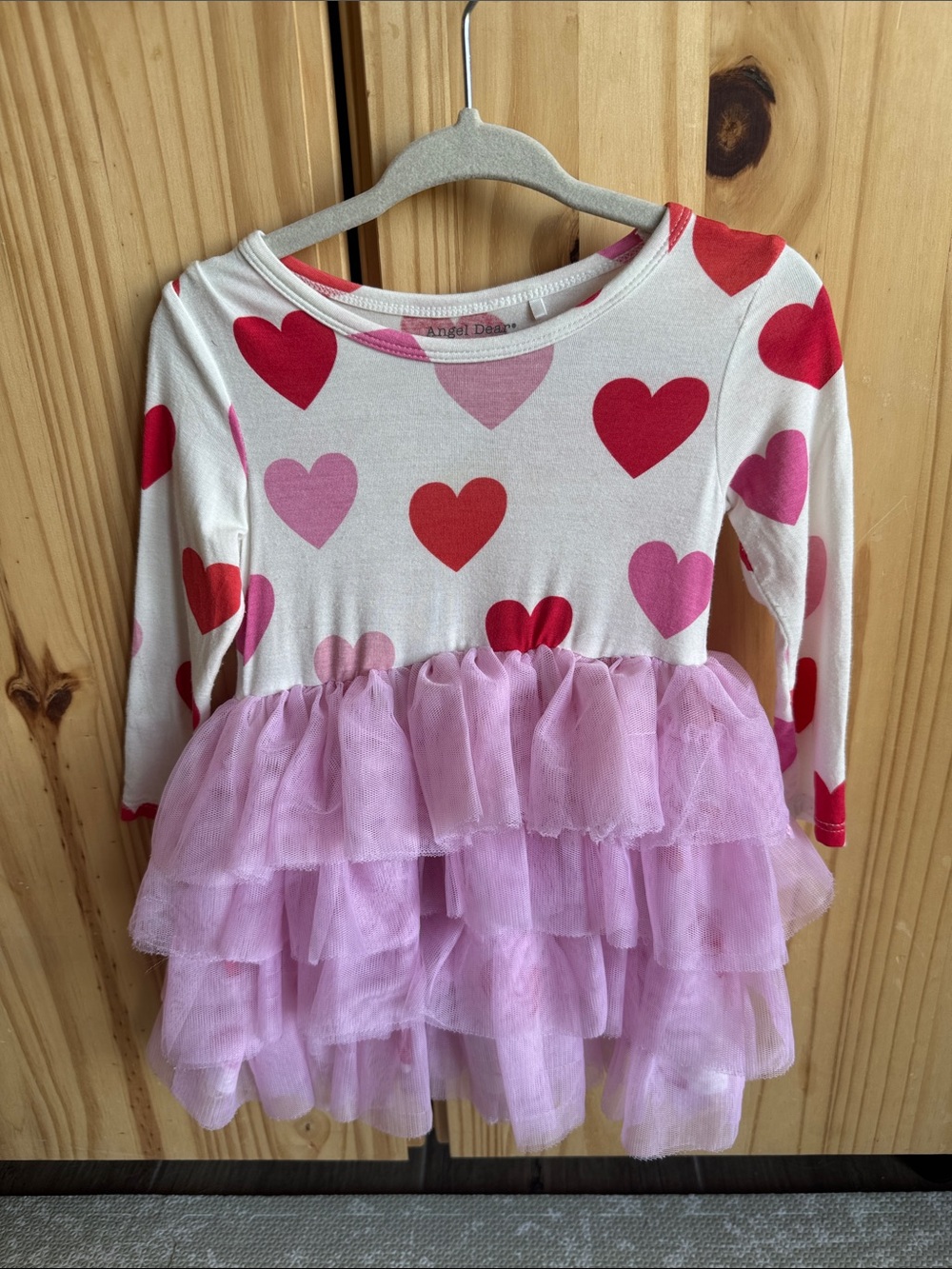 Angel Dear Pink and Red Heart Tulle Dress